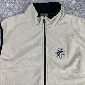 Straight Down Vest Men’s Large Beige Fleece Zip 2005 US Open Pinehurst Logo Golf